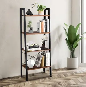 SENROB 4 Tiers Industrial Ladder Shelf, Vintage Bookshelf, Storage Rack Shelf for Office, Bathroom, Living Room