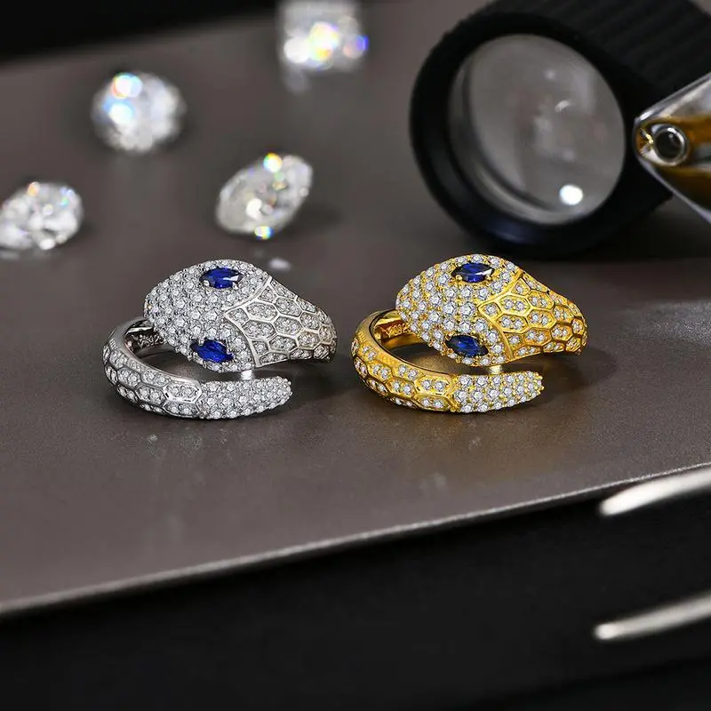 Classic D VVS1 Color Synthetic Moissanite Ring for Women Men Sapphire Eyes Snake Ring Daily Wear Gift Travel R219 Classic D VVS1 Color Synthetic Moissanite Ring for Women Men Sapphire Eyes Snake Ring Daily Wear Gift Travel R219