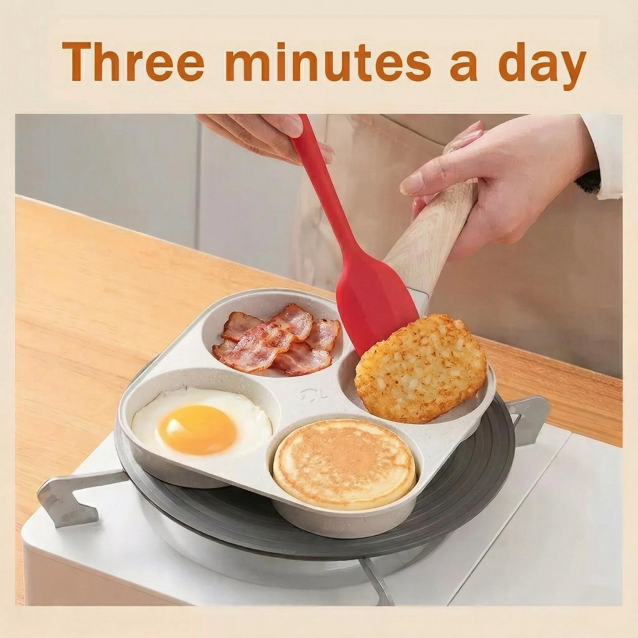 Multifunctional Non-stick Egg Skillet, 4-in-1 Breakfast Pan for Bacon & Pancakes, Induction & Gas Compatible