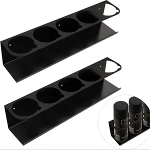 Wall Mounted Steel Can Rack, 2 Counts Durable Garage Storage Rack, Efficient Workspace Organizer for Home and Office Use, Black Wall Organizer Shelf Decor, Wall Mount Compatible