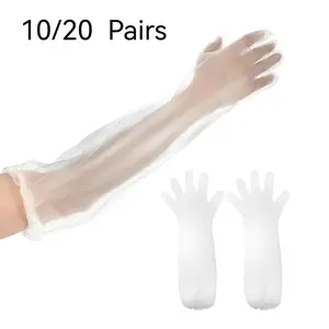 10/20 Pairs Long Cleaning Gloves, Ultra-Long Disposable Gloves, Durable Cleaning Gloves, Reusable Sleeveless Design, Waterproof Protection, Kitchen Gloves for Washing Dishes, Ideal for Kitchen & Household Tasks