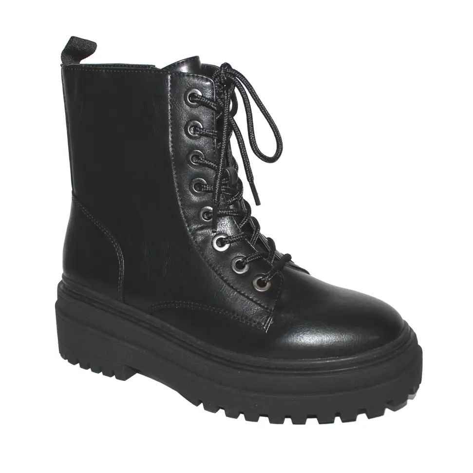 Brandon - Women's Combat Boots Pull-On Style - Comfortable & Versatile Everyday Wear for Ladies
