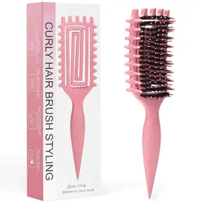 Curly Hair Defining Brush, With Side Gear Ergonomic Design for Curls, Waves, Volume on Wet Dry Hair, Perfect for Creating Voluminous Curls and Waves