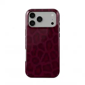 Tonal Burgundy Leopard Phone Case for iPhone 17 Pro Max, Dark Wine Moody Aesthetic Shockproof Cover, Dark Feminine Burgundy Leopard Phone Case