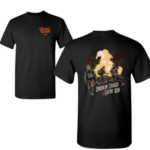 Smokin’ Grass Eatin’ Ash T-Shirt, Wildland Firefighter Graphic, 2 Sides, Soft Cotton Blend, Outdoor Tactical Gift for Men & Women