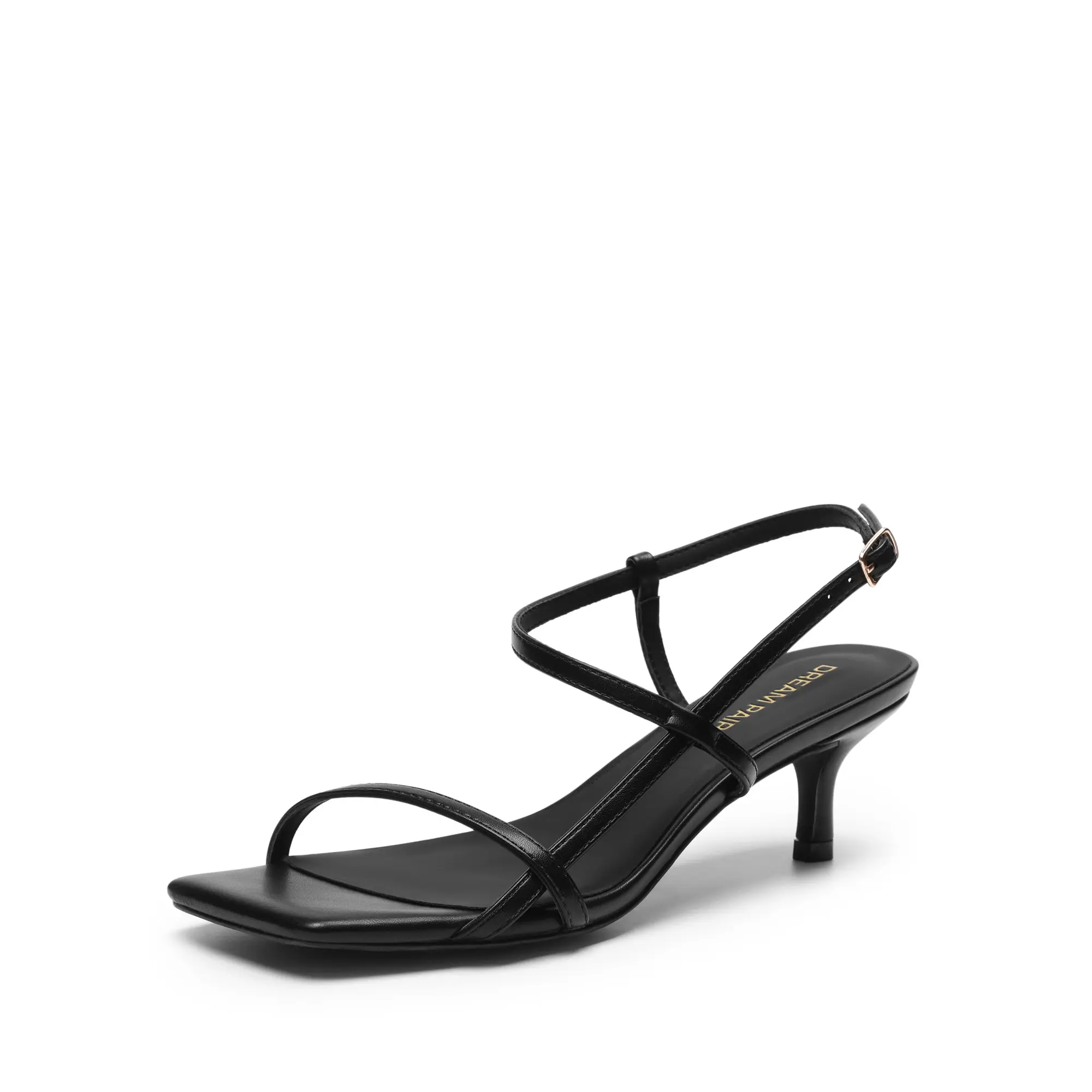 Dream Pairs Women’s Fashionable Heeled Sandals - Square-Toe Backstrap Kitten Heels, PU Cushion Insole, Anti-Slip Sole, All-Day Comfort, Chic Design, Supportive Structure, for Work-Date