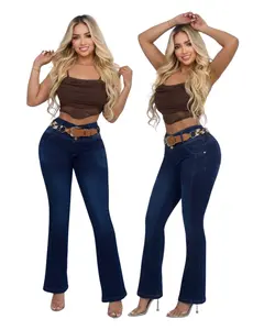 Jeans Fit BBL Colombiano with Pockets and Belt - Premium Levantacola Design for Natural Curve Enhancement & Comfortable Fit - Perfect for Casual or Sophisticated Outfits - Bottom, Womenswear