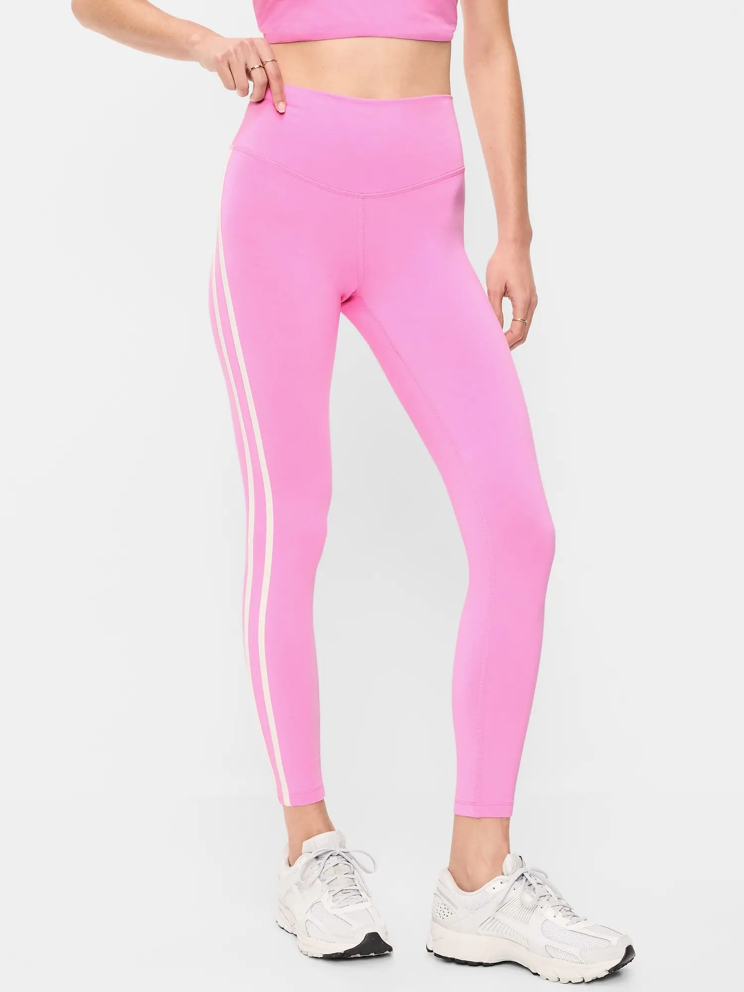 Old Navy Women's High-Waisted PowerChill Side-Striped 7/8 Cotton Leggings