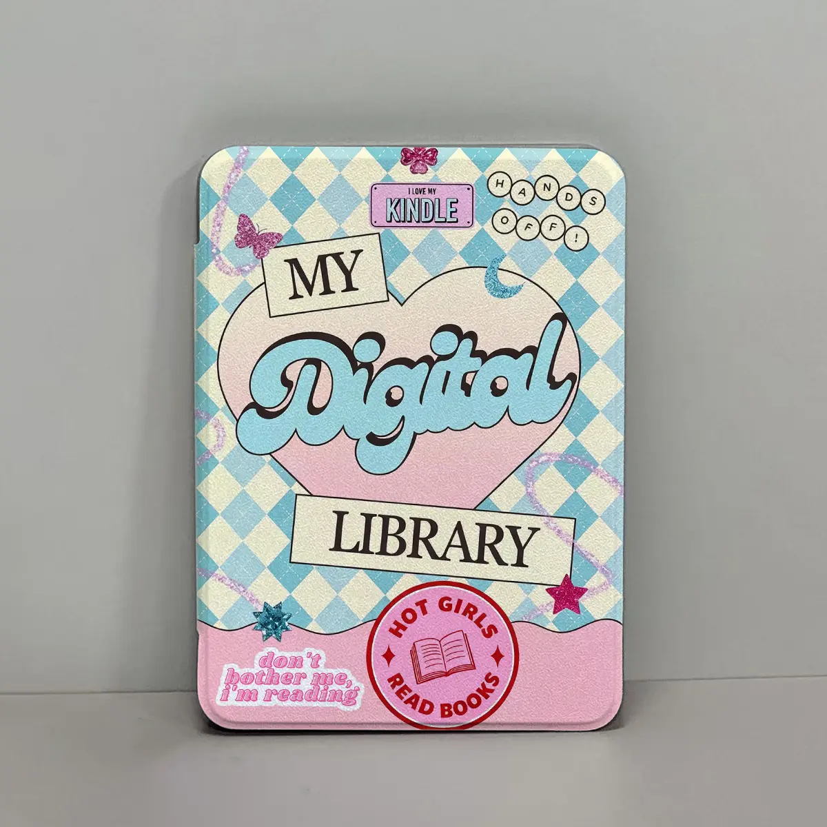 Bookish Girl Protective PU Leather Flip Cover for E-reader Tablets - 6.0" Display Kindle 2022/2024, 6.8" Kindle Paperwhite 11th Gen 2021, 7.0" 12th Gen 2024 - with Hand Holder, Clear Soft TPU Back Casing, Summer Gift for Girls