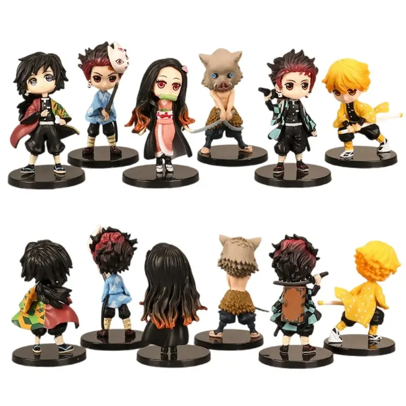 6Pcs Set Anime Figure 7cm Kamado Tanjirou Kamado Nezuko Mini Cute Edition Pvc Doll Toy Desktop Ornament Gift