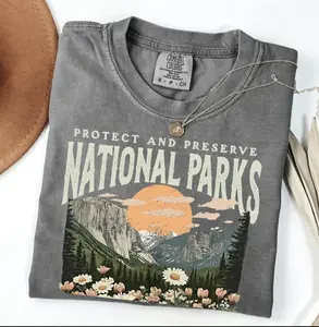 Comfort Colors National Parks Vintage T-Shirt – Protect Our Parks Tee, Hiking Nature Lover Shirt, Oversized Outdoorsy Graphic Tee for Men & Women