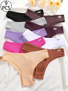 Women's Solid Color Ribbed Panty, Soft Comfy Breathable Knicker for Daily Wear, Underwear for All Seasons