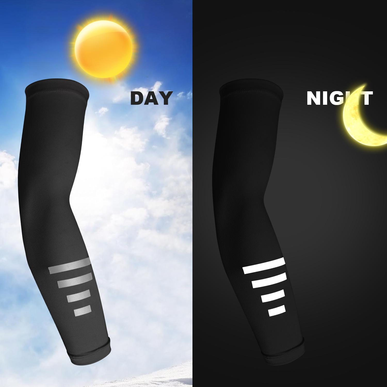 2 Pairs Per Pack Breathable Slim Fit Arm Sleeves with Reflective Elements, Moisture-Wicking Quick-Dry Material, Comfortable for Cycling, Running, Fishing, Hiking, Outdoor Sports and All-Day Wear for Men & Women