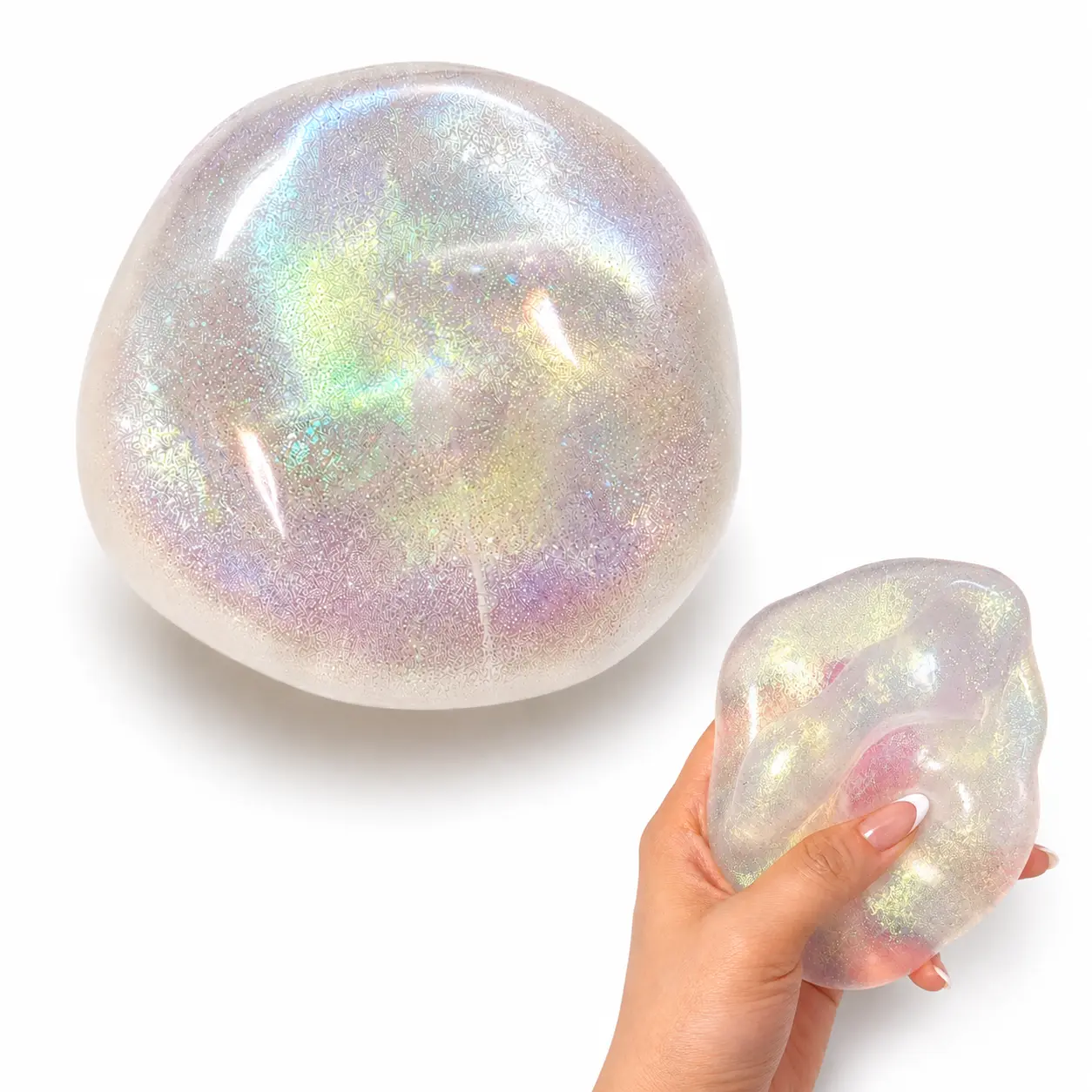 Moonstone Ball Squishy - Squilo Non-Rebound Moldable Sparkly Faseline Filling Decompression Stress Ball Sensory Fidget Toys for Stress Relief Soft & Fun Squish Ball