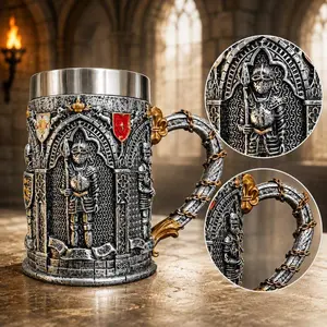 The Armored Kingdom Knight's Vow Mug-Stainless Steel-Heavy Duty Medieval Mug-Built for Daily Use-Regal Design