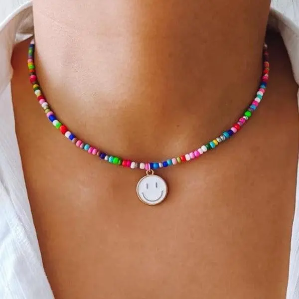 Beaded smile necklace