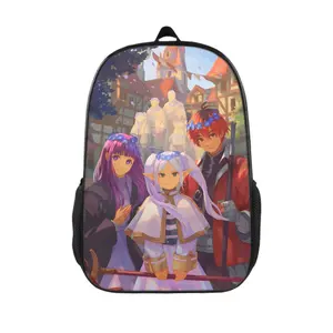 Frieren Anime 17'' Lightweight Backpack | Waterproof & Machine-Washable | Reinforced Base + Quick-Access Side Pockets | Ergonomic Commuter Pack for Travel, Office, Weekend Adventures