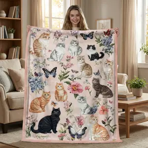 Cute Cat Mom Gifts Girls Daughter Granddaughter Funny Orange Kitten Floral Rug Soft Nursery Playroom Floor Mat Birthday Christmas Present Baby Shower Home Decoration Keepsake