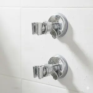 No-Drill Adjustable Shower Head Holder Wall Mount Showerhead, Waterproof Anti-Slip Rust-Proof ABS Bathroom Caddy with Angle Slider, Easy Installation Space-Saving Shower Organizer for Home