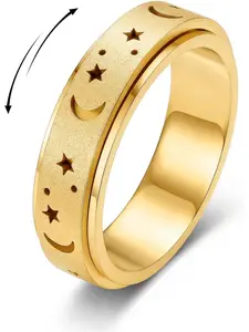 Anxiety Ring for Women Men Fidget Rings - 6mm 8mm Stainless Steel Spinner Rings for Anxiety Relief Items for Women Silver Rose Gold Rainbow Sandblast Glitter Finish