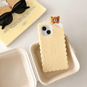 Sandwich Biscuit Tide Bear Soft Silicone Phone Case For iPhone 16 15 Pro Max 14 13 12 Pro Max 11 Shockproof Soft Cover Protection Protective