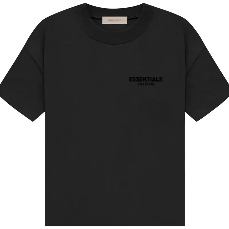 Fear of God Essentials Stretch Limo Short-Sleeve T-Shirt, Black, Oversized Fit, Fashion Streetwear Casual Men's Top