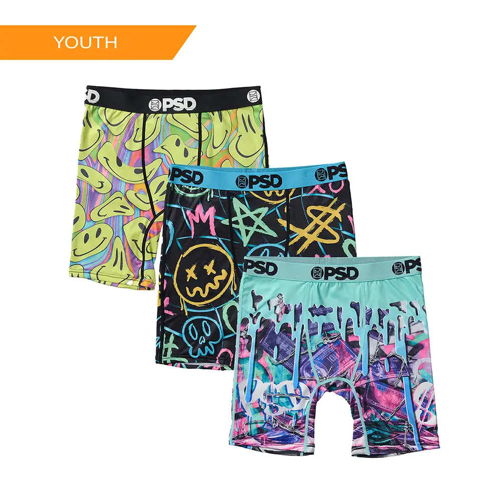 PSD Youth Boy's Salty Youth Boxer Brief 3 Pack - Soft, Breathable and Stretch Comfortable Underwear