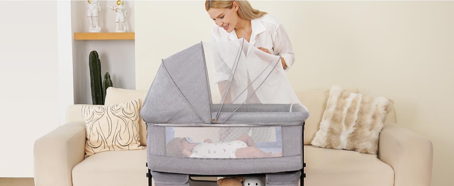 Baby Bassinet, Baby Basinet Bedside Sleeper, Easy to Fold Portable Crib Side Bassinet 2024new Style Girl/boy Folding Cot bassinetbaby
