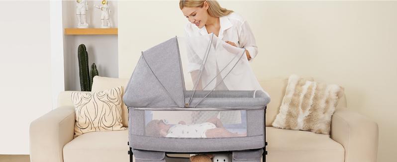 Baby Bassinet, Baby Basinet Bedside Sleeper, Easy to Fold Portable Crib Side Bassinet 2024new Style Girl/boy Folding Cot bassinetbaby