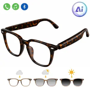 VUB Fashion Smart Glasses, Premium Tortoiseshell Design, AI Translation, Adaptive Photochromic Lenses, Hands-Free Calls & Music