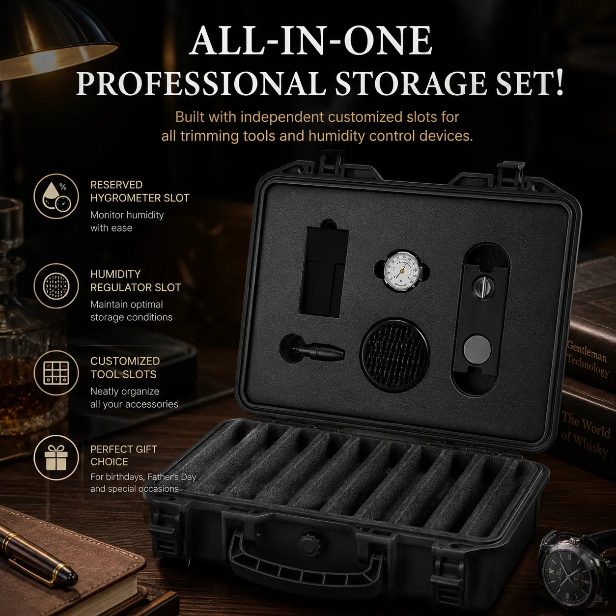 Upgraded Odor-Proof Seal Rectangular Tool Storage Organizer, Pressure-Resistant Hard Shell Box with Customized Slots, Portable Travel & Desktop Home Organizer Bin