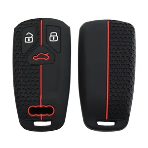 Silicone Car Key Cover Anti-Scratch Durable, Universal Fit for Audi Q7 A5 Tt Rs4 Rs5, Honeycomb Pattern Key Case Bag