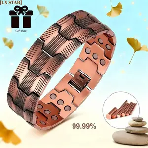 [LX STAR] 99.9% Pure Copper Magnetic Bracelet for Men – 3500 Gauss Magnets, Adjustable & Hypoallergenic. Stylish Wellness Gift for Him, Relieve Fatigue & Boost Energy.Holiday gifts, Valentine's Day gifts