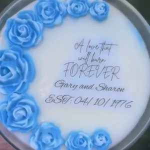 Wickless Personalized Message Candle with Rose Design - A Love That Will Burn Forever