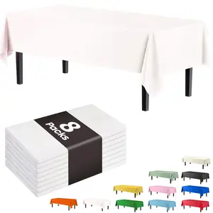 4-8 Pack Disposable Party Tablecloth, Waterproof Plastic Table Covers for Birthday Party, Picnic, Holiday & Family Gathering