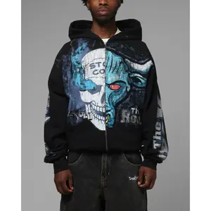 Loiter X WWE Stone Cold Beef Vintage Zip Hoodie Black