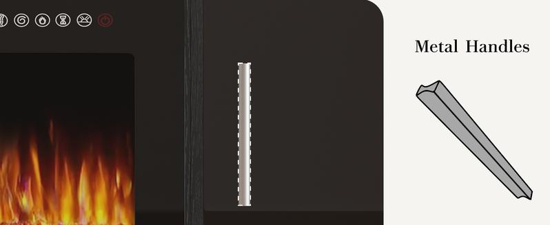 【2 Packages Shipping】PUKAMI Floating Fireplace TV Stand 70'' Wall Mounted Shelf, LED Light Entertainment Center and Storage, Modern Wood Media TV Console with Highlight Cabinet for Living Room