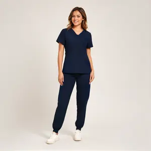 Women Scrubs Set - V-Neck Top & Cargo Pants with 10 Pockets for Ultimate Comfort and Functionality