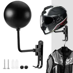 Helmet Holder, Wall Mounted Helmet Holder with 2 Hooks, Space Saving Helmet Storage Rack for Motorcycles and Sports Equipment, Organiser