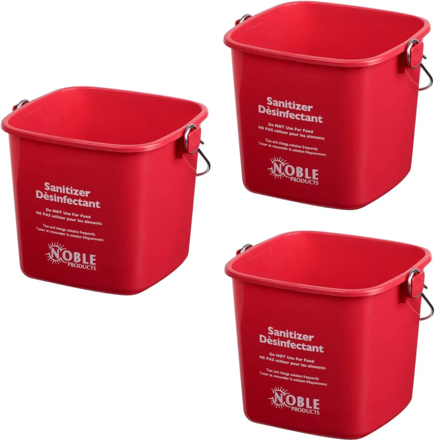 3 Quart Square Sanitizing Plastic Cleaning Buckets Set of 3 for Cleaning