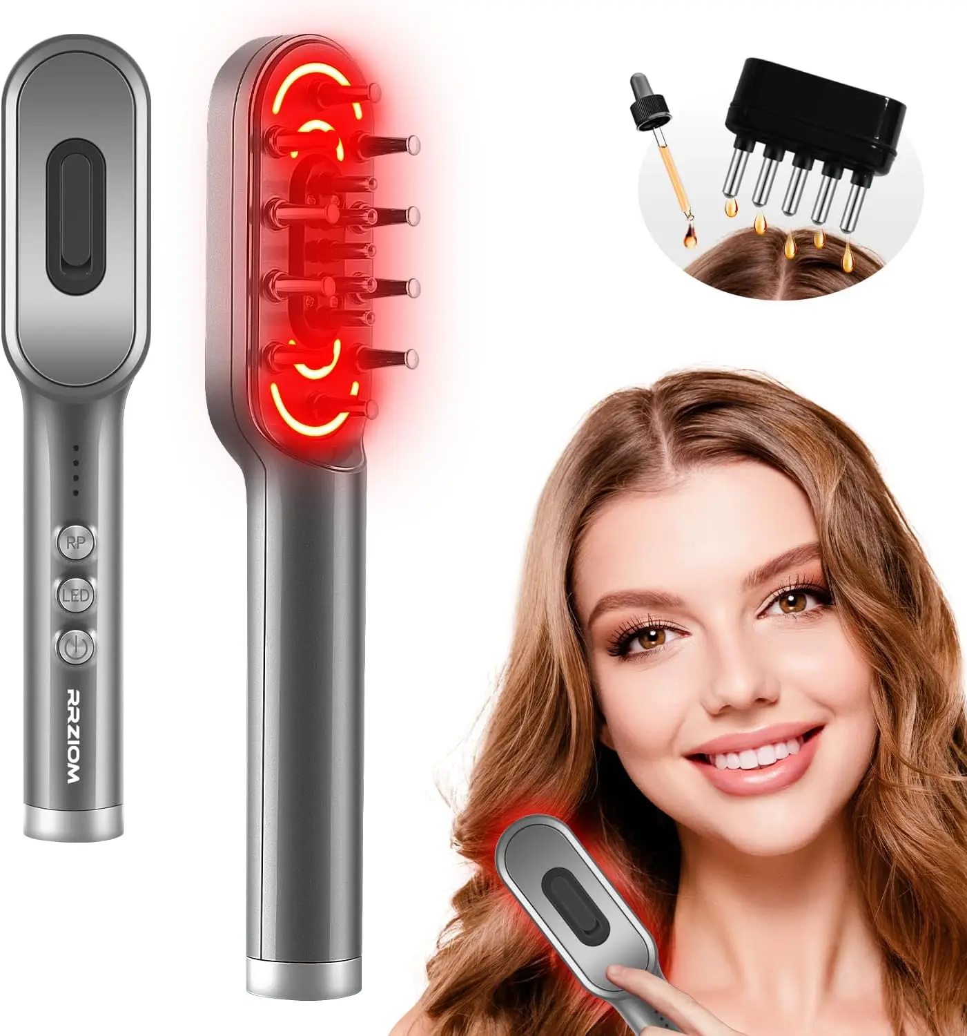 Laser hair growth comb laser red light therapy device brush for women and men