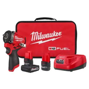 Milwaukee Electric Tool 143444 M12 0.37 in. Cordless Brushless Impact Wrench Kit