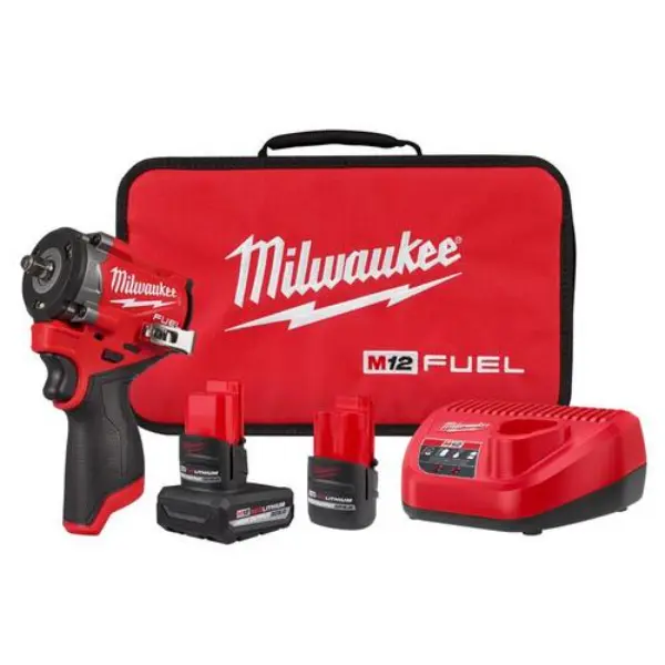 Milwaukee Electric Tool 143444 M12 0.37 in. Cordless Brushless Impact Wrench Kit