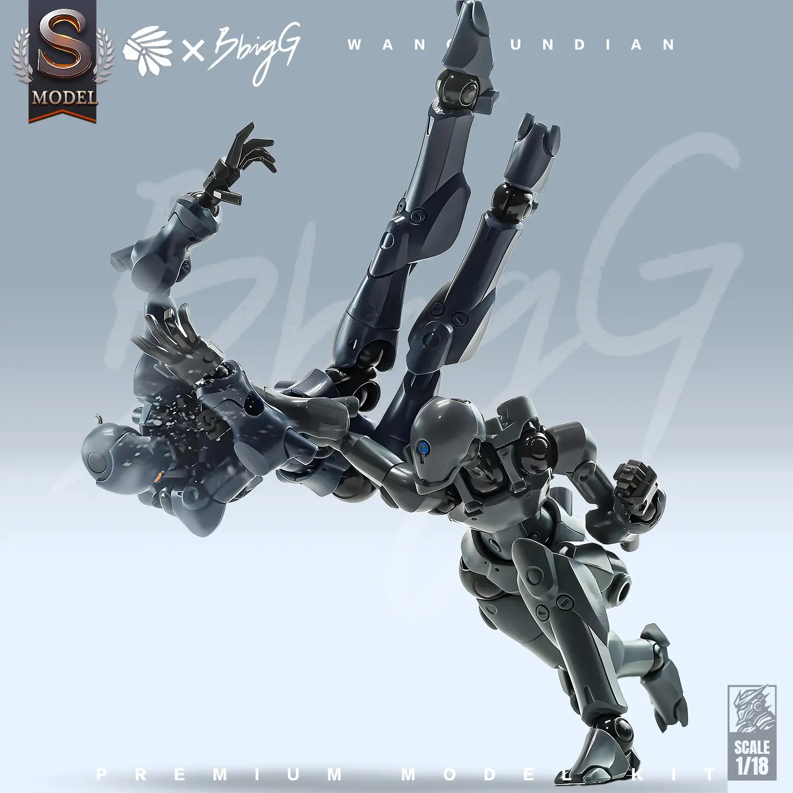 1/18 Scale Mecha Model Kit, Collectible Model, Articulated Figures, Flexible Pok Joints, Dual Body Assembly Armor Frame, High-Action Poseable Design, Ideal Gift for Sci-Fi Fans