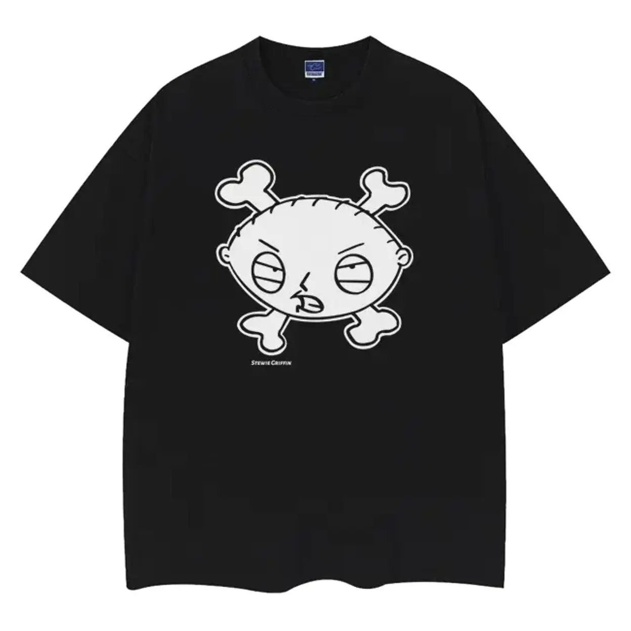 Family Guy "Stewie Griffin" Vintage Oversized Tee Anime T-shirt 100% Cotton Original Design DTG Printing Top Casual Black Man Menswear Tshirt MW4