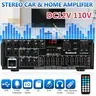 Compact HiFi Stereo Power Audio Amplifier Mixer - 400W Output, Bluetooth 5.0, Remote Control, 4-Mic Party Setup, Mic Mixing, 2.0 Channel, FM, USB, SD, AUX, Echo, 110V/12V Power, Line Output for Home/Karaoke Use (Car Electronics Compatible), Dc 12V Cars