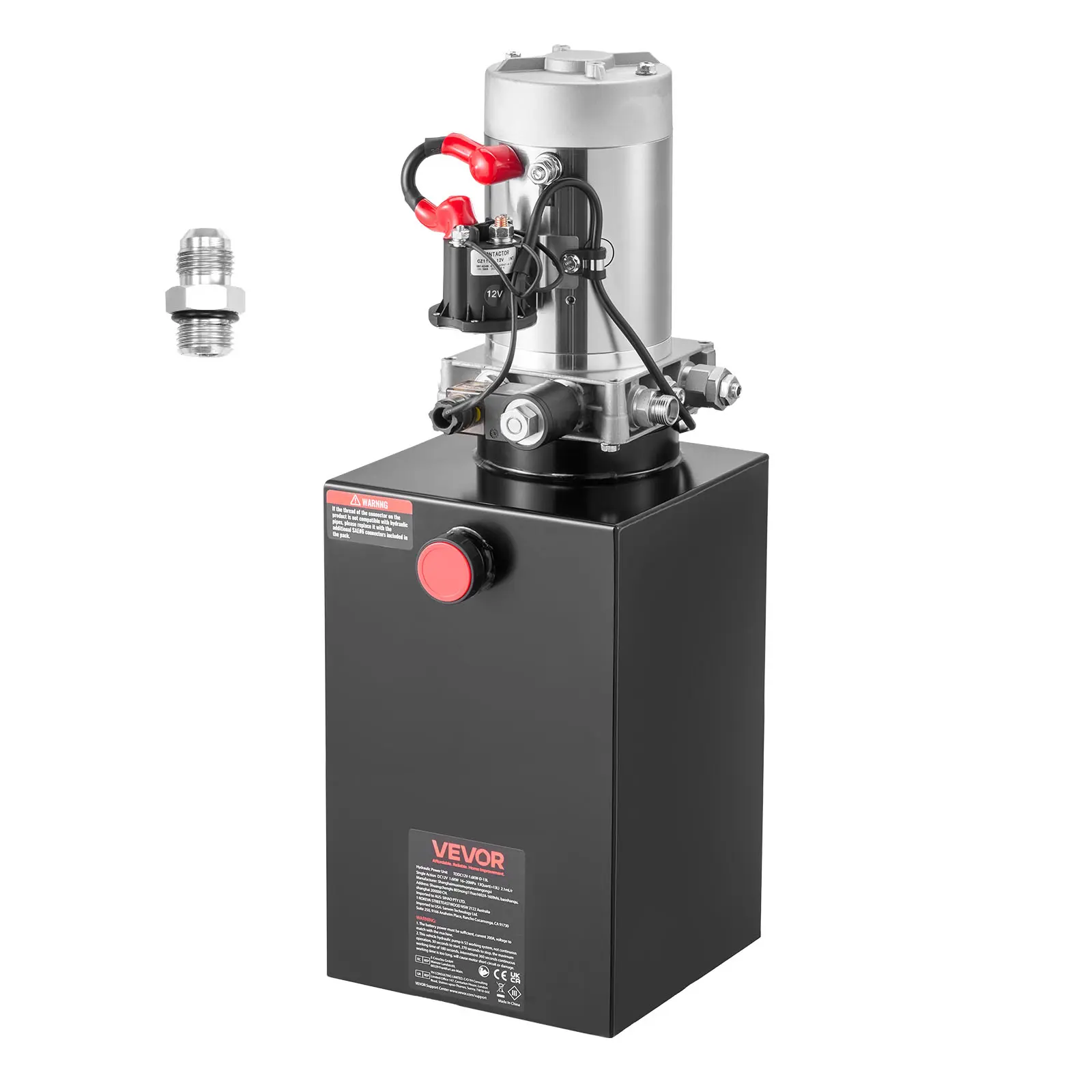 【summerfinds】VEVOR 15 Quart Hydraulic Power Unit, Single Acting Dump Trailer Pump, 3200 PSI Max Relief Pressure & 0.91 GPM Flow Rate, DC 12V Hydraulic Pump with Metal Reservoir for Dump Trailer Car Lifting