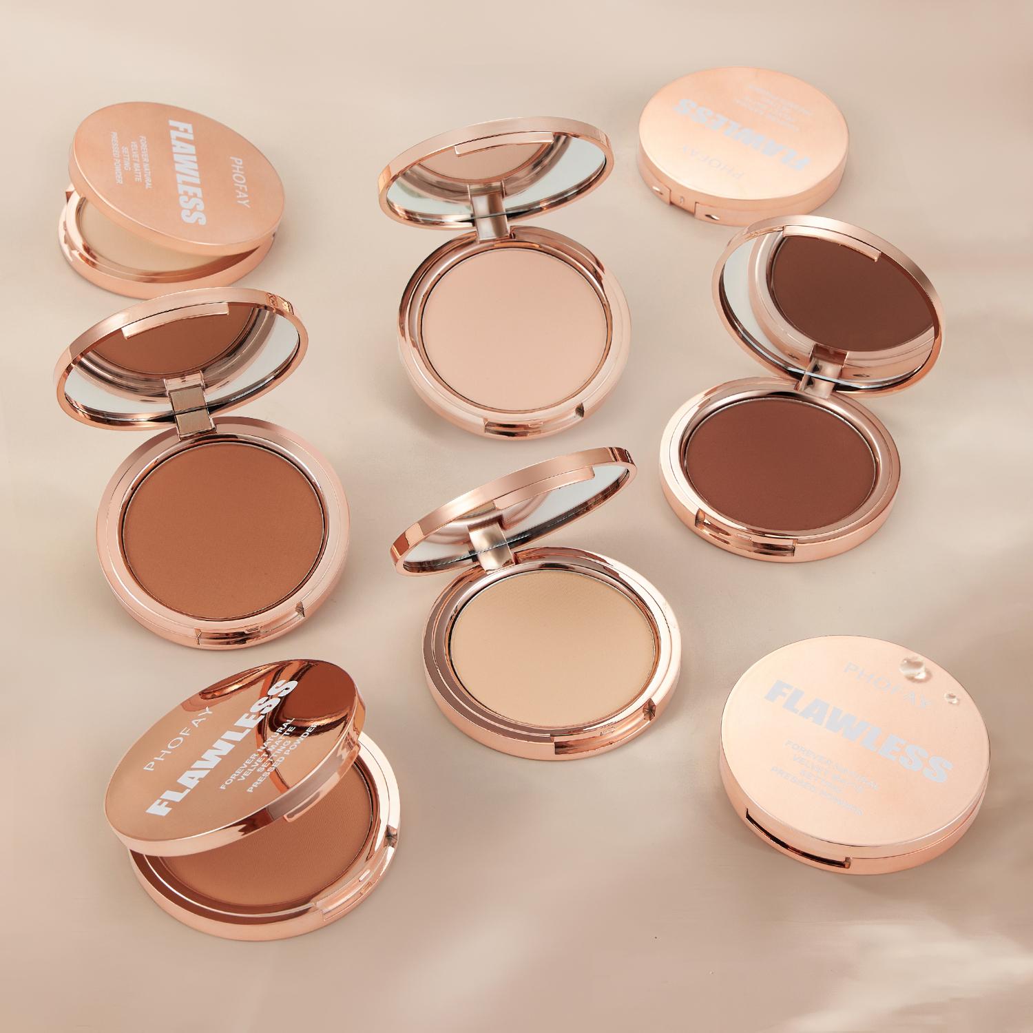 PHOFAY Matte Finishing Pressed Powder Compact for a Flawless, Blurred Matte Finish - Oil-Absorbing, Long-Wearing & Portable, Ideal for Touch-Ups and Setting Makeup on Oily to Combination Skin