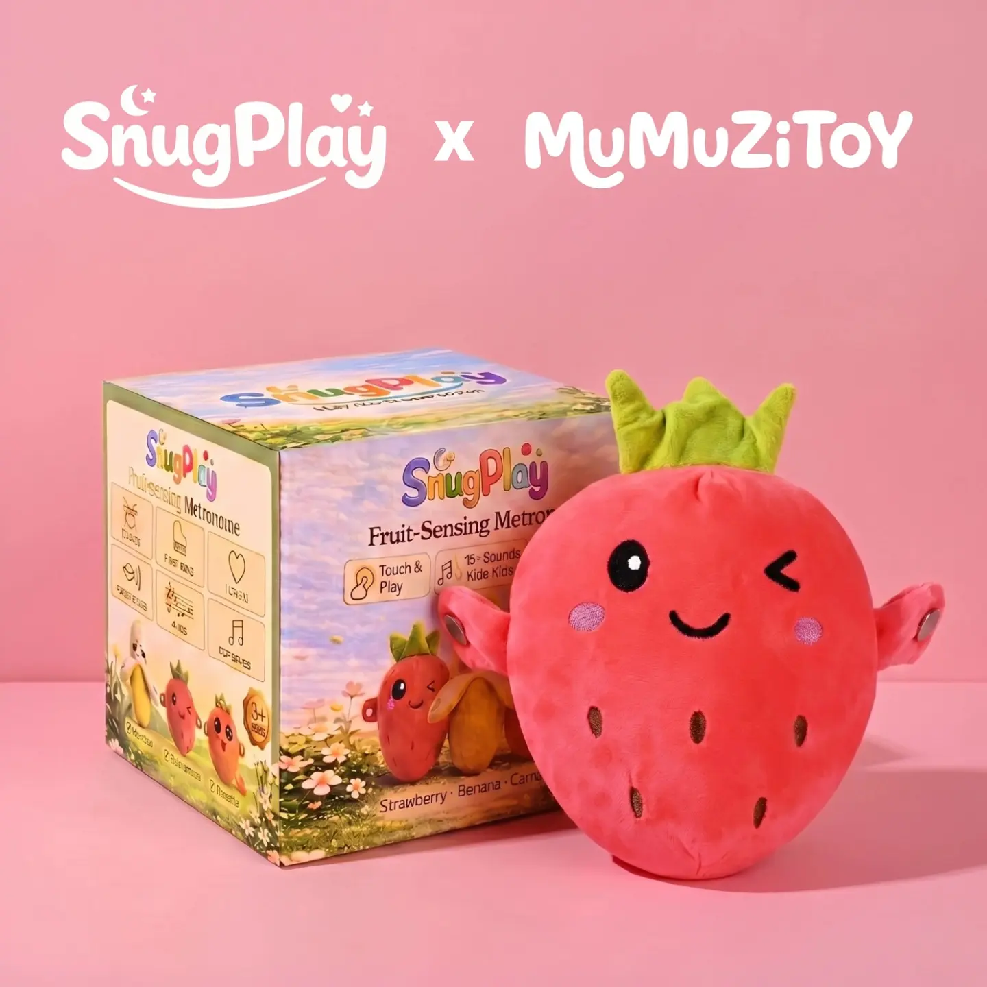 Mumuzitoy Strawberry interactive Music Plush Toy Set -Banana,Strawberry & Carrot Electric Plush Toys forParent-Child Interaction, Couples & FriendsPrank Toy, Valentine's Day & Easter Party FunGift for Kids & Adults stuffed animals cute girlygifts