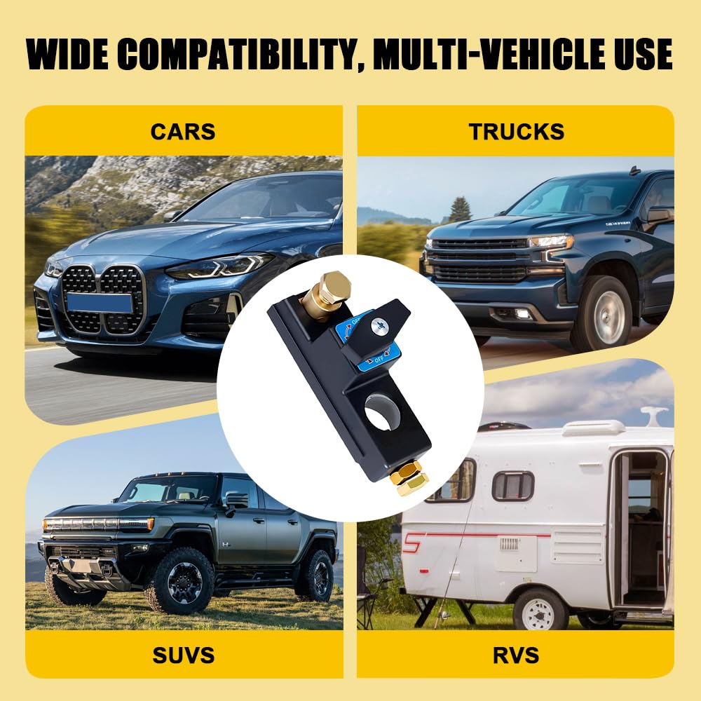 Heavy Duty Battery Disconnect Switch with Quick Release - Universal Master Isolator Kill Switch for Car, Boat, RV - Power Cut Off Shut Off Safety Switch
